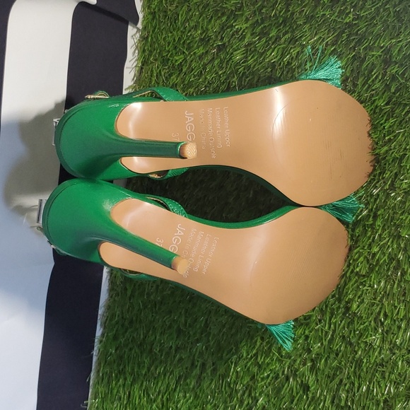 NWOT Emerald Green Jaggar Leather Heels - Picture 7 of 8